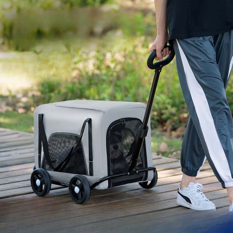 Foldable Pet Stroller for Cats Dogs, Lightweight Travel Cat Stroller, Outdoor Pushchair for Puppies, One-Hand Folding