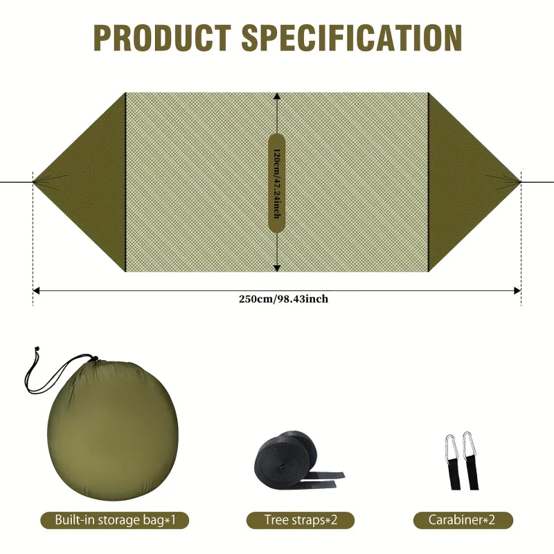 Hamac de camping 2 en 1 avec moustiquaire ultraléger en nylon appoint survie plein air – Image 5
