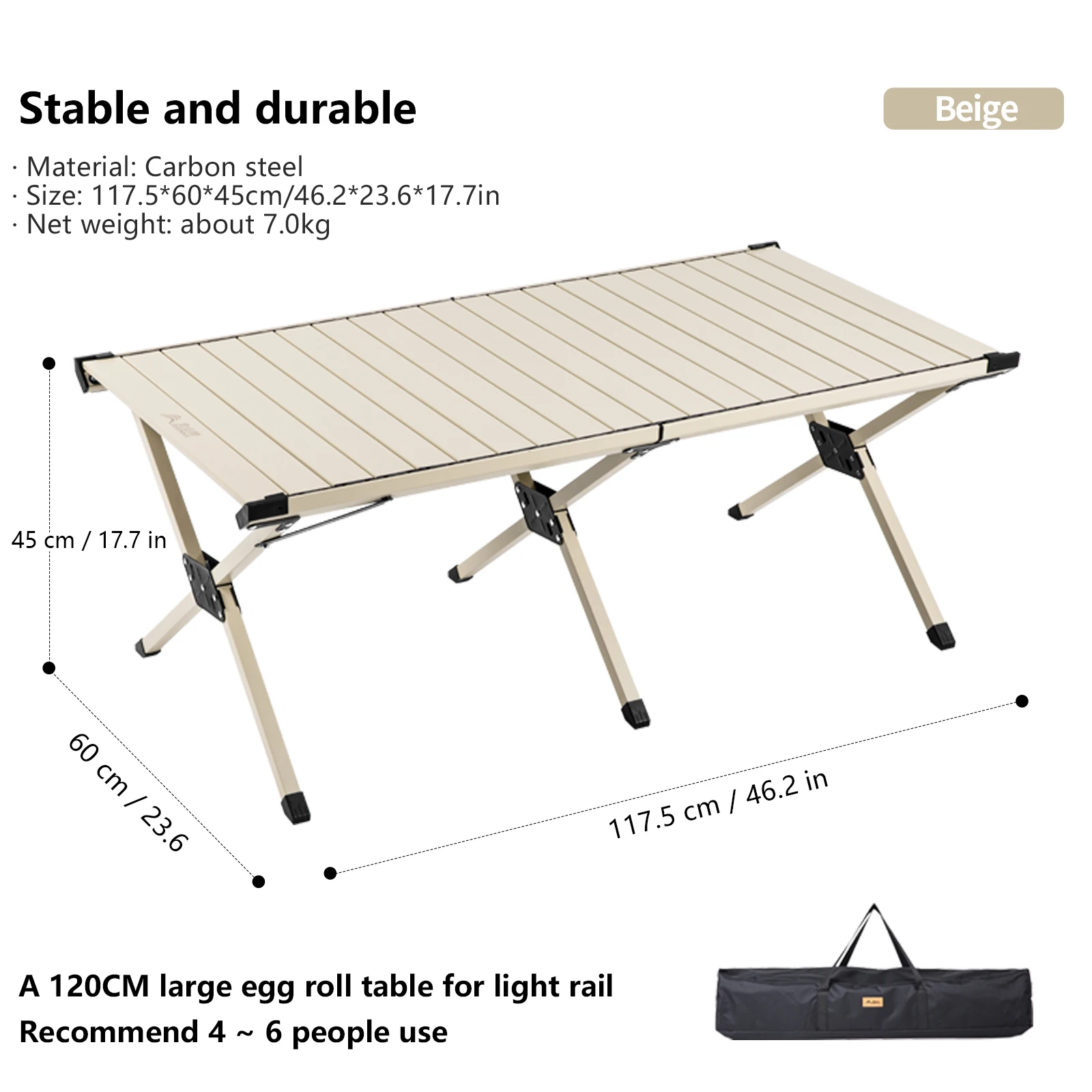 TABLE pliante Portable en acier au carbone avec sac de transport – Image 10