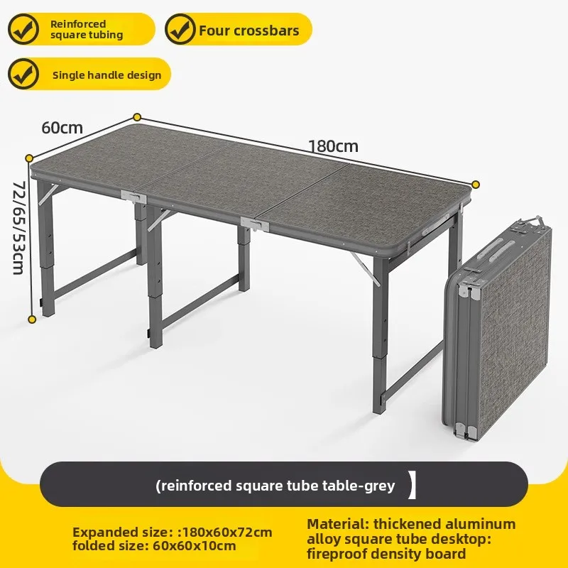 Table de pique-nique pliante 4 personnes réglable en hauteur cadre aluminium 3 versions 100/120/180 cm de long – Image 14