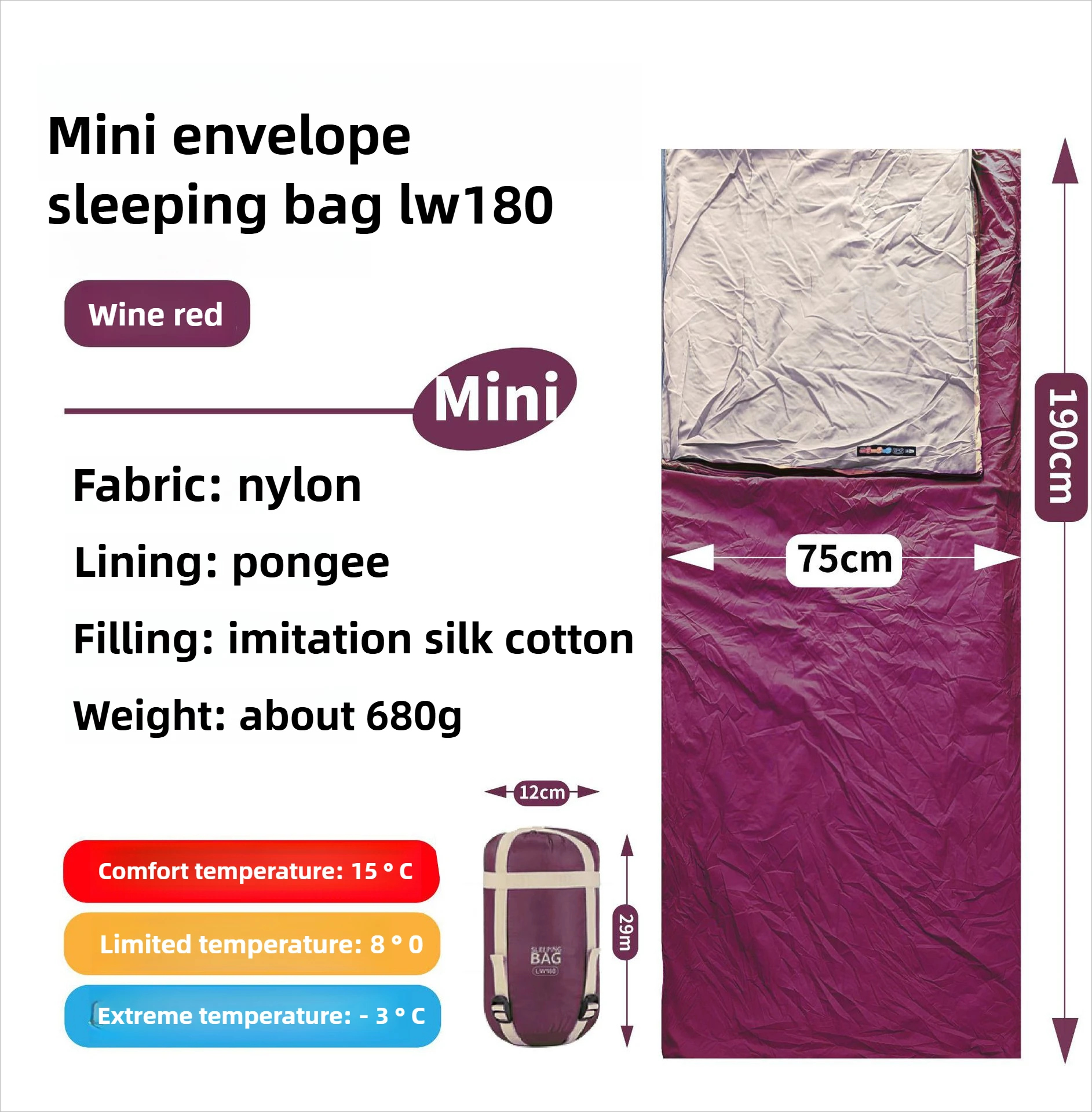 Mini sac de couchage adulte, en coton lavable en machine voyage, alpinisme, camping en plein air, – Image 10