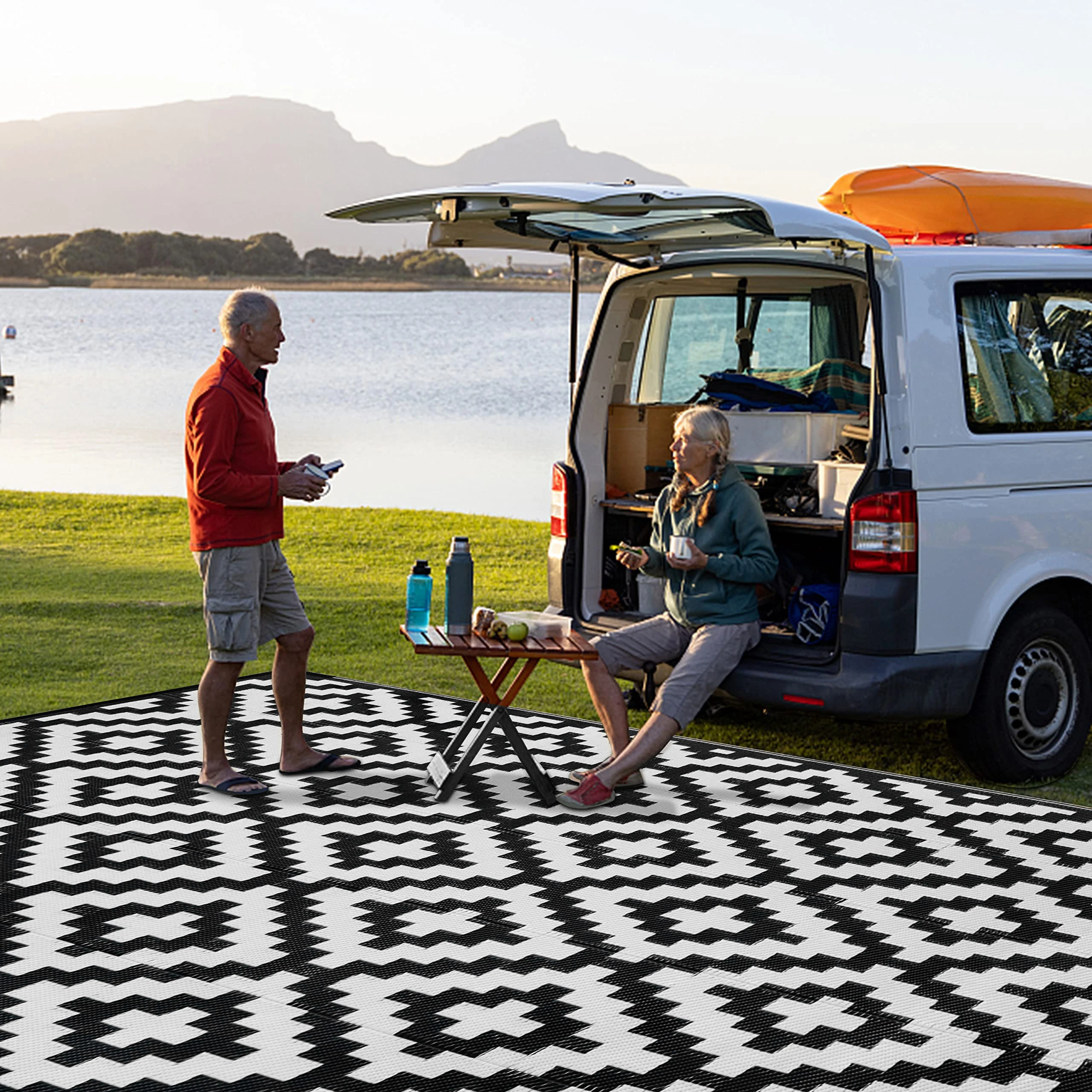 Grand tapis de camping, imperméable, pliables et réversibles, paille plastique pique-nique/jardin/sol/plage