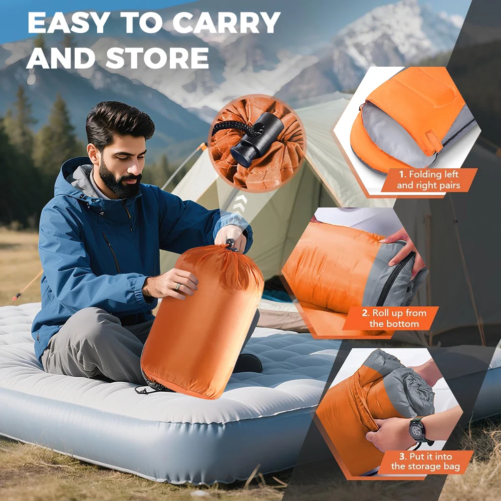 Sac de couchage ultraléger imperméable 3 saisons 15/5°C sac de rangement – Image 6