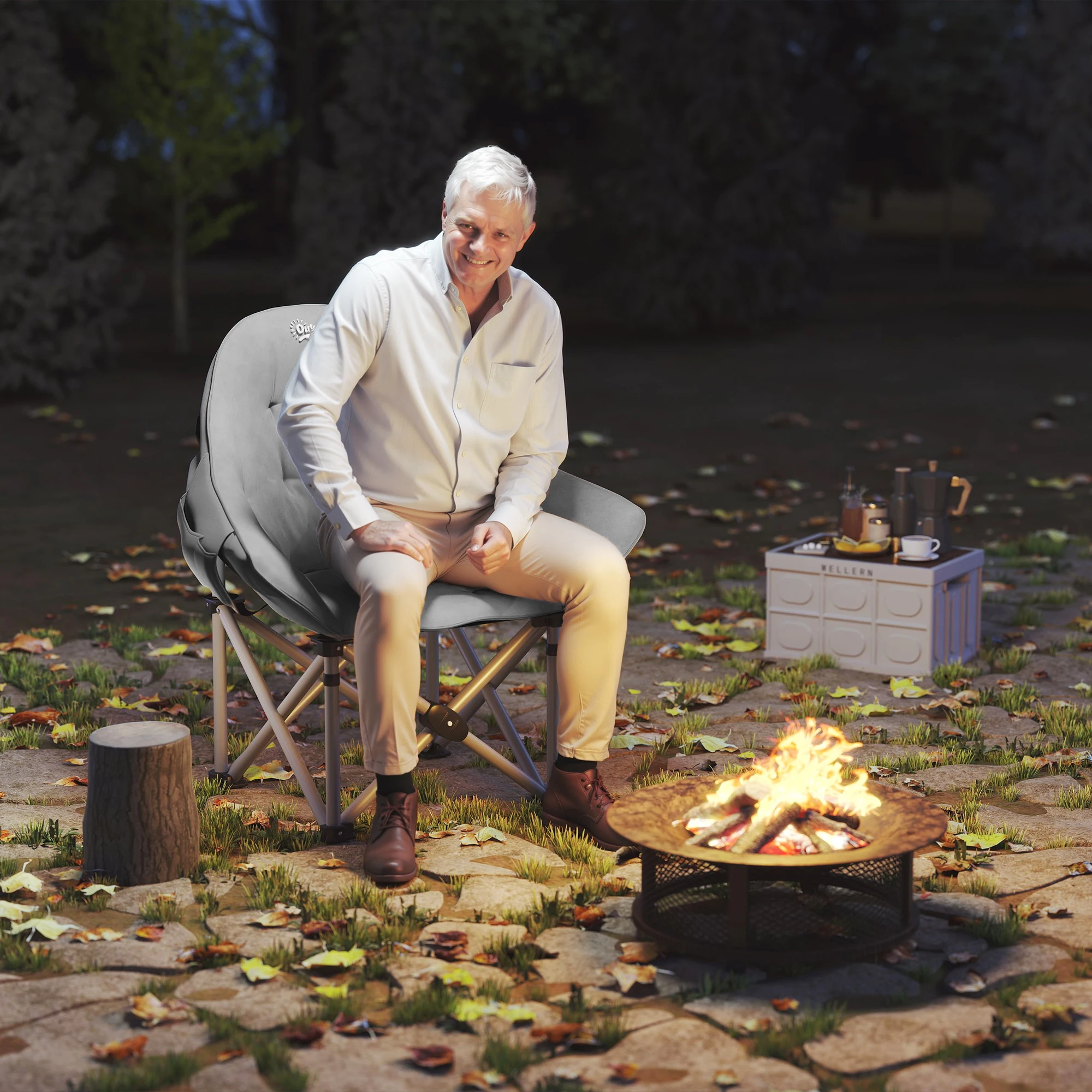 Chaise/siège/fauteuil grand confort de LUXEde camping pliante légère rembourré poches latérales et sac de transport 120 kg Outsunny – Image 2