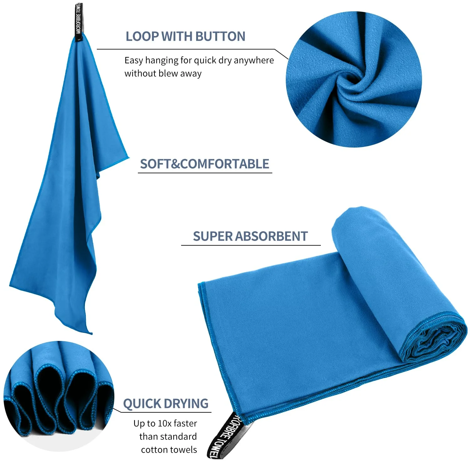 Serviette microfibre absorbantes pour bain/sport/baignade à séchage rapide 40x80/80x160CM – Image 2
