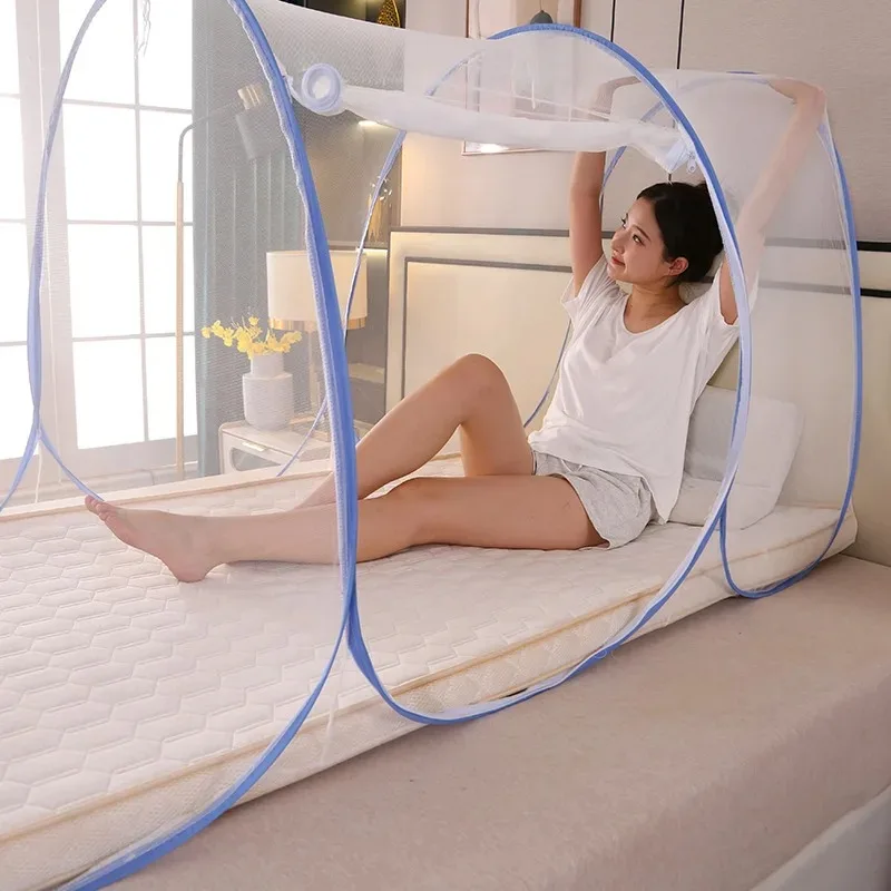 360 ° Moustiquaire de protection respirante en maille pour lit simple, moustiquaire pop-up pliable facile à installer – Image 17