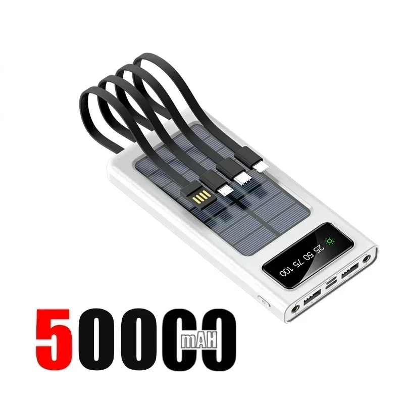 CHARGEUR solaire 200 000 mAh Charge ultra rapide 4 en 1 USB-C 4 câbles Lumière LED extérieure Ultra Capacité pour iPhone Samsung – Image 8