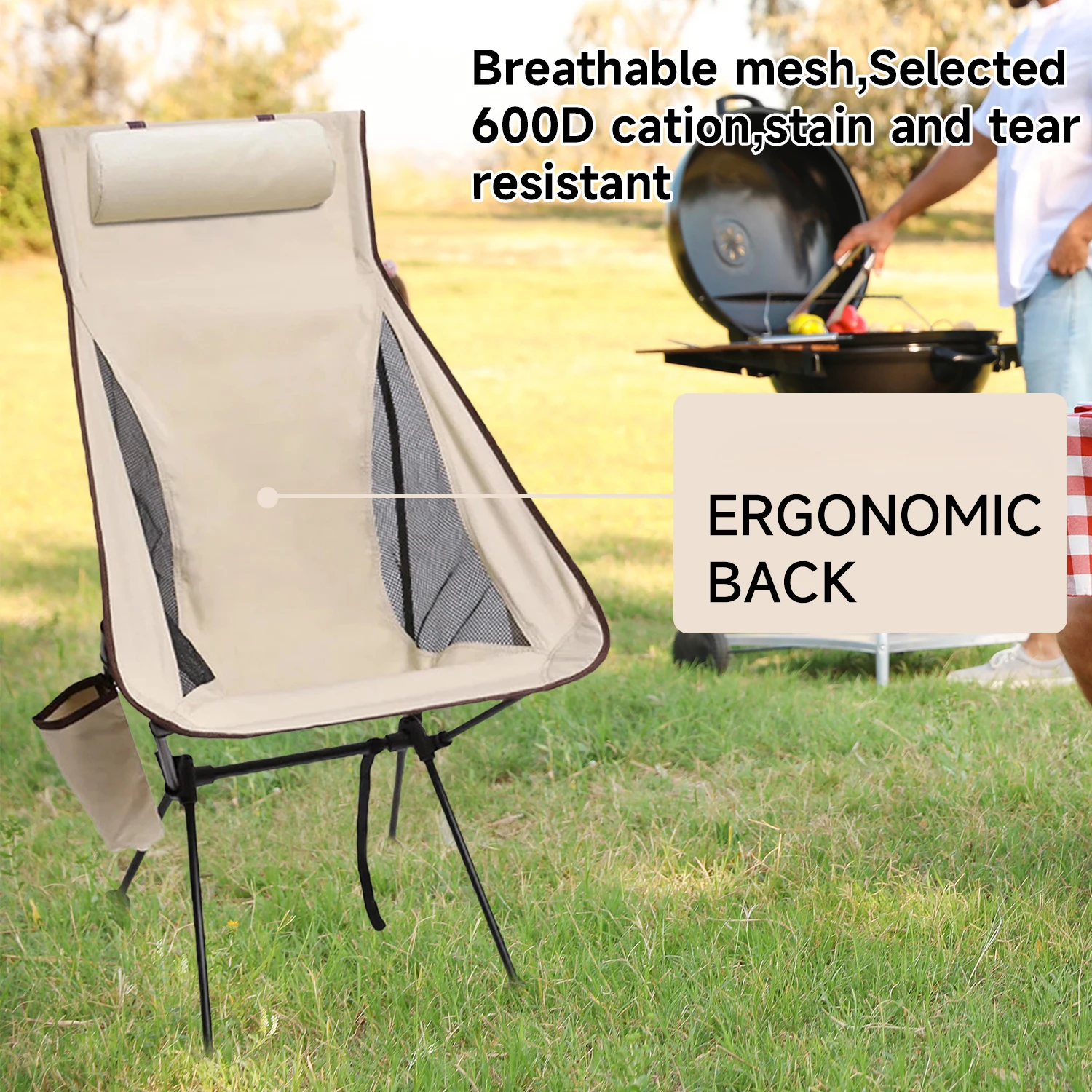 Chaise pliable légère alliage d'aluminium camping (jusqu'à 150kg) – Image 3
