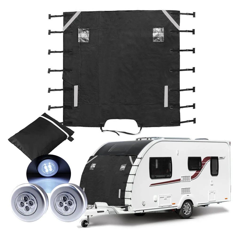 Housse de pare-brise avant UV avec 2 lumières pour caravane camping-car 210x175 cm – Image 3
