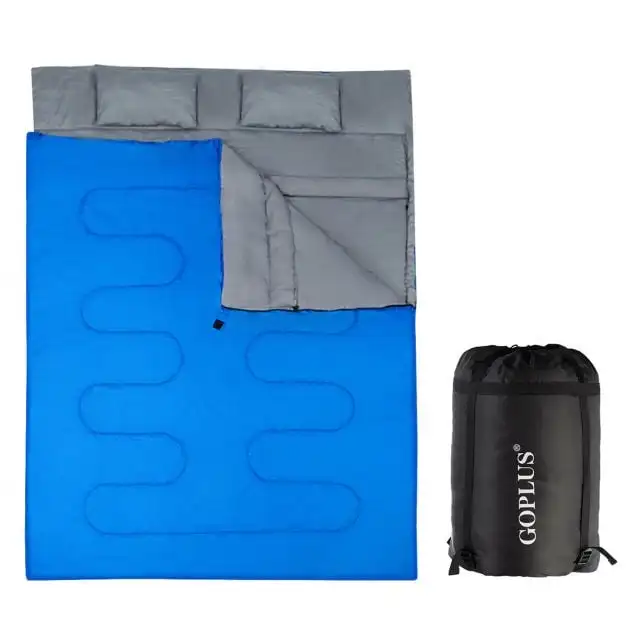 Sac de couchage double 2 en 1 convertible en 2 simples,avec oreillers et sac de transport – Image 6