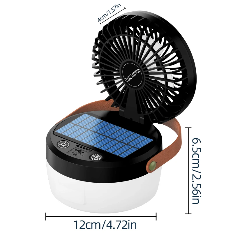 Ventilateur portable USB éclairage de tente LED multifonctionnel de camping d'extérieur électrique solaire – Image 8