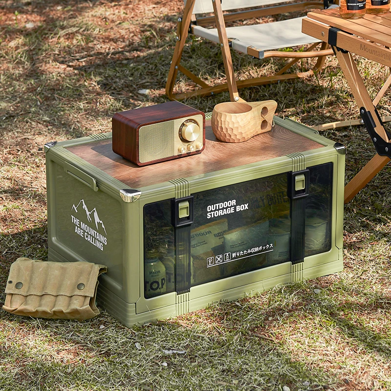 Boîte de rangement pliable épaisse avec couvercle - Idéale pour le camping en plein air, coffre de voiture, pique-niques – Image 6
