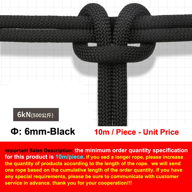 Φ:6/8/10/12mm-10m, Auxiliary Safety Rope,High-Altitude Operations, Emergency Evacuation Rescue Outdoor Mountain Climbing, P737 – Image 21