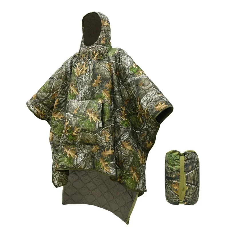 Poncho/Couverture camouflage isolante imperméable doublure chaude d'hiver idéale pour la chasse ou acivité en plein air – Image 8