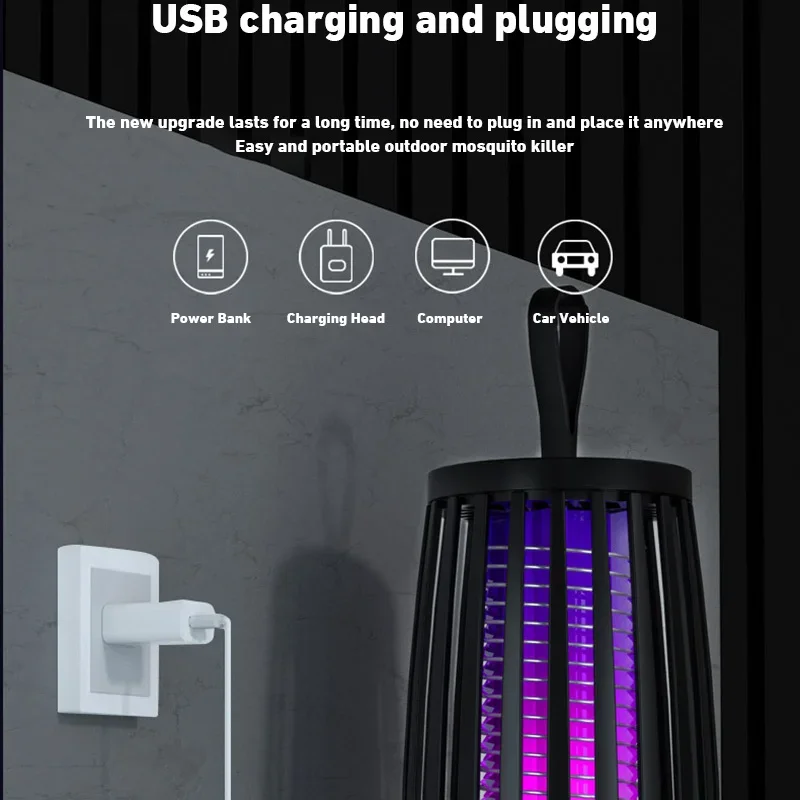 Lampe anti-moustiques électrique rechargeable par USB 2026, silencieux pour extérieur et intérieur – Image 3