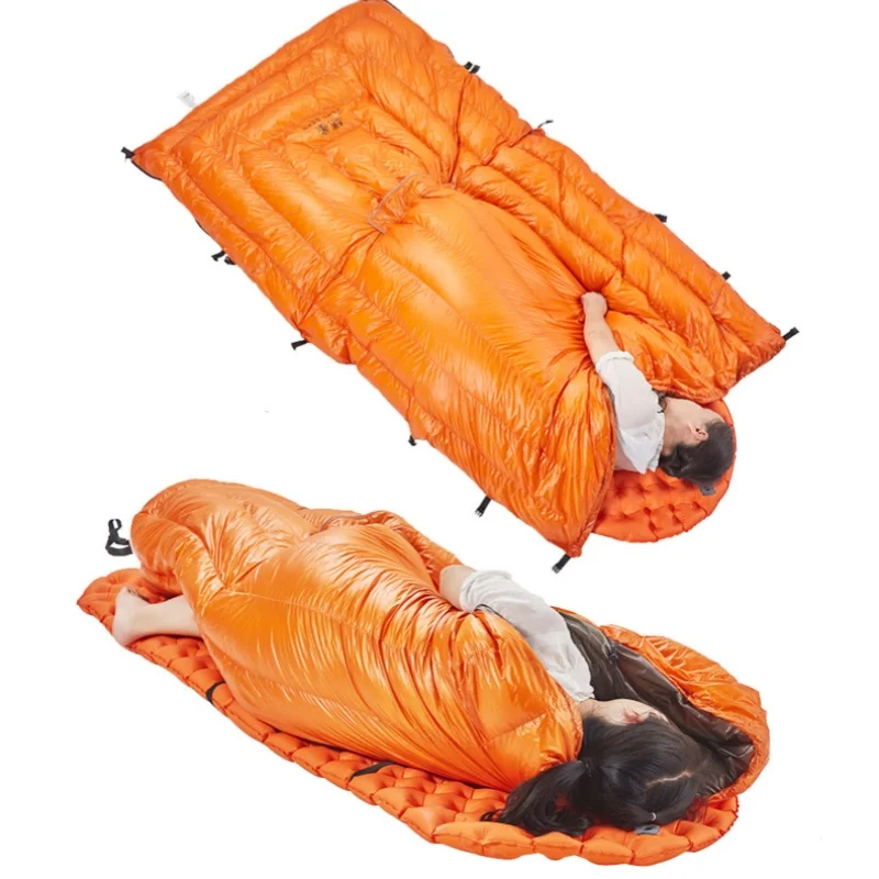 Sac de couchage/panchot/couette duvet de canard, 2 en 1 ultraléger multifonctionnel, coupe-vent thermique 15℃~5℃ ASTA GEAR 700FP, – Image 5