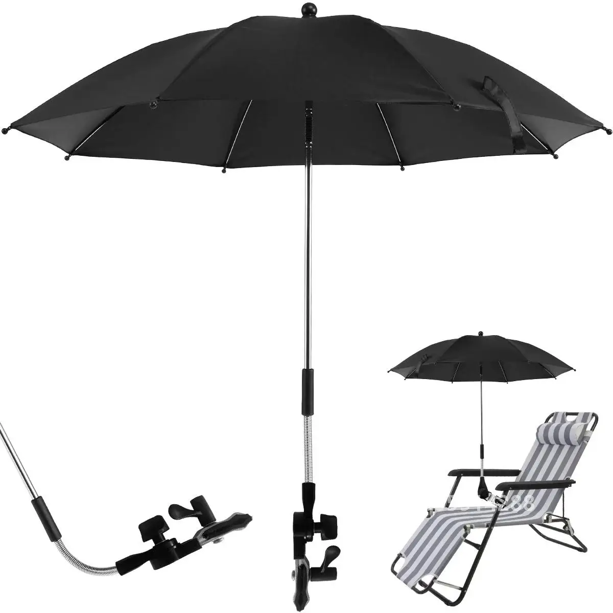 Parasole anti-UV pour Chaise de plage à clip et sac transport – Image 7