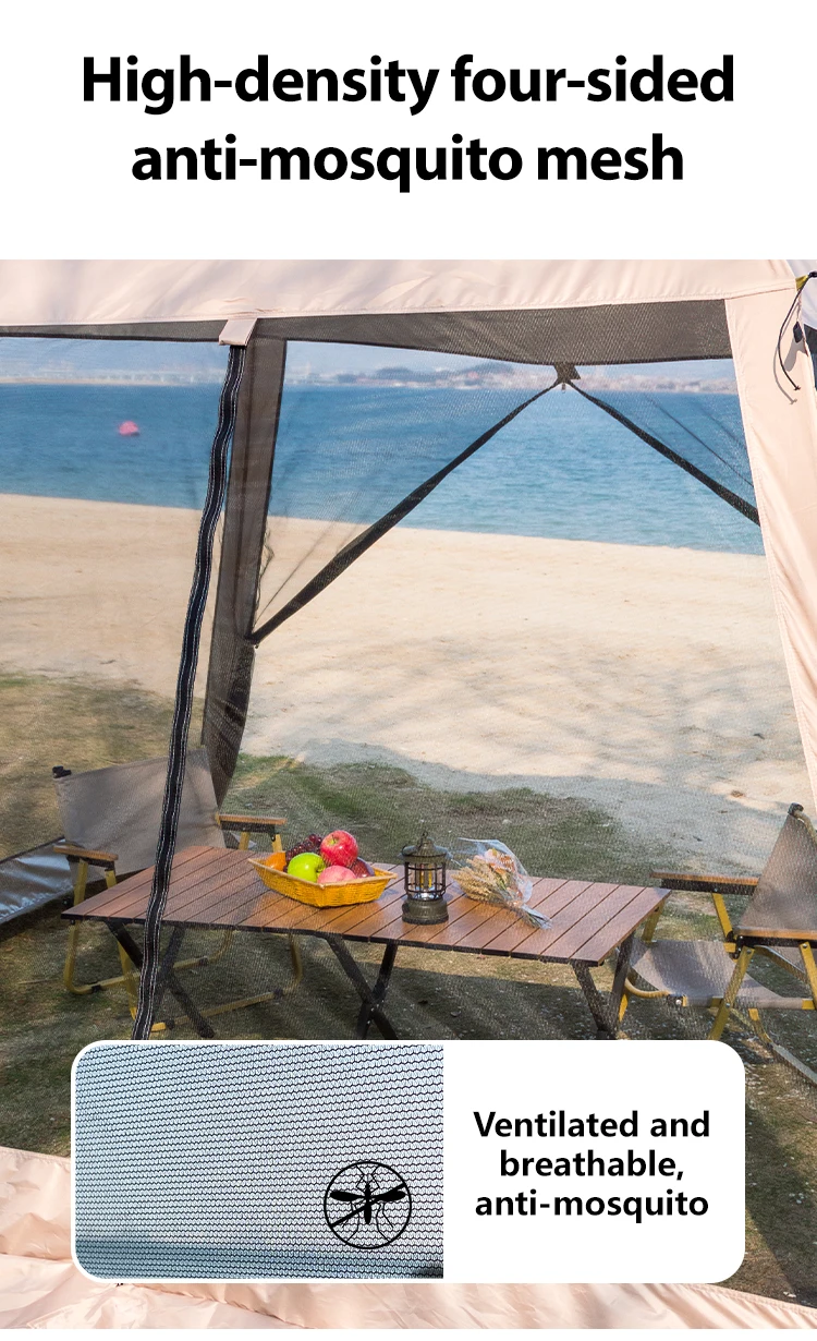 6 Person Camping Tent, Waterproof Windproof Sun Shelter, Instant Setup Family Tent for Outdoor Beach Picnic, 210D Oxford Fabric – Image 11