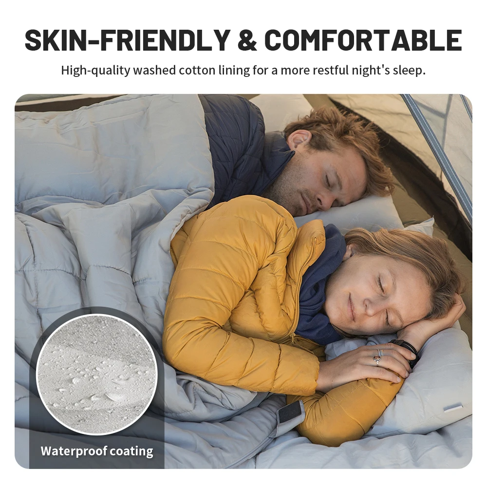 Sac de couchage 2 personnes coton imperméable avec Sac 15/5°C pour accroche randonnée Naturehike – Image 4