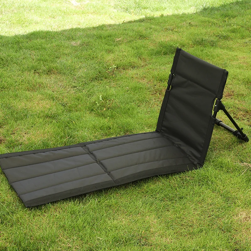 Chaise longue pliable extérieur plage camping, tissu Oxford dossier, coussin – Image 12