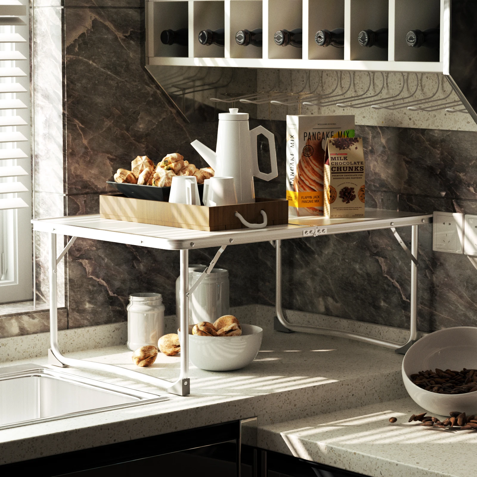 Petite table de pique-nique pliante égère en aluminium, pliable 60 x 40 x 26 cm – Image 4
