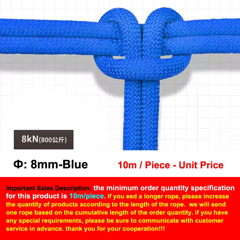 Φ:6/8/10/12mm-10m, Auxiliary Safety Rope,High-Altitude Operations, Emergency Evacuation Rescue Outdoor Mountain Climbing, P737 – Image 11