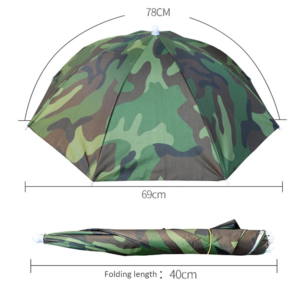 Casquette de parapluie de pêche mains libres, couvre-chef de 69 cm de diamètre, pour soleil, pluie, plage, Golf, pêche, randonnée – Image 6