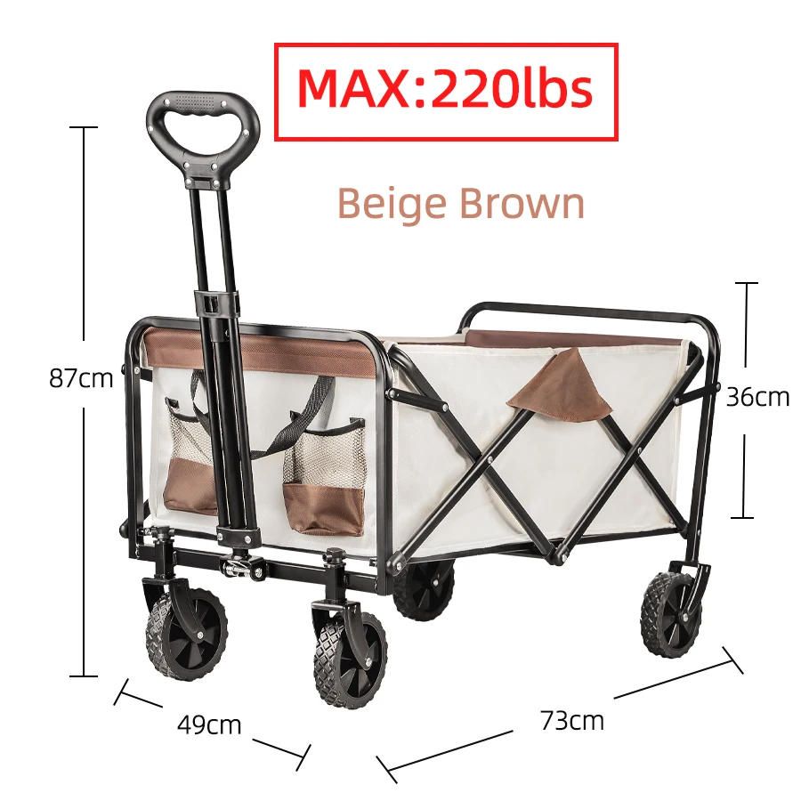 chariot pliable robuste de grande capacité, camping, achats, l'équipement extenssible à l'arrière – Image 8