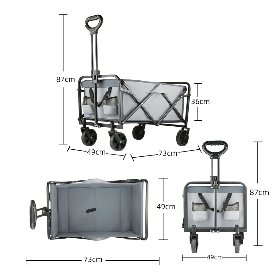 chariot pliable robuste de grande capacité, camping, achats, l'équipement extenssible à l'arrière – Image 4