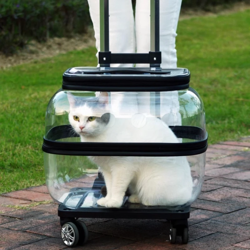 valise/caisse de transport deux étages, pour animaux de compagnie grande capacité respirant – Image 3