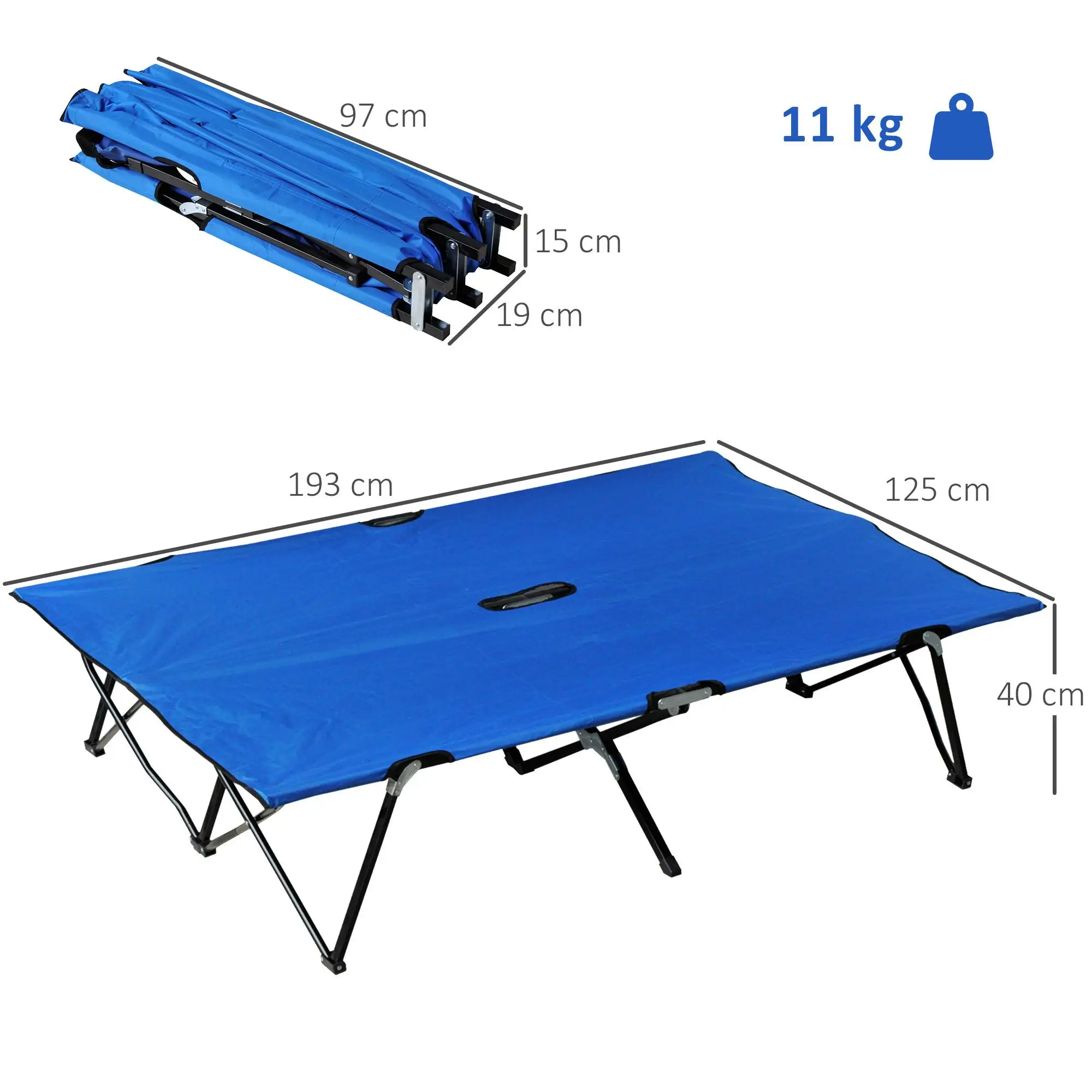 Lit de camping 2 personnes portable avec sac de transport, 40 cm de hauteur, 136 kg – Image 5