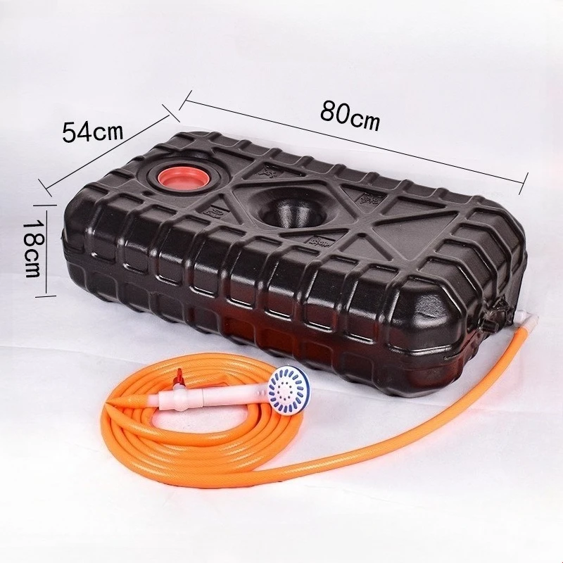 Réservoir de stockage d'eau de voyage 75 L, réservoir d'eau domestique, carré plat pour toit de camping-car, noir, épaissi – Image 2