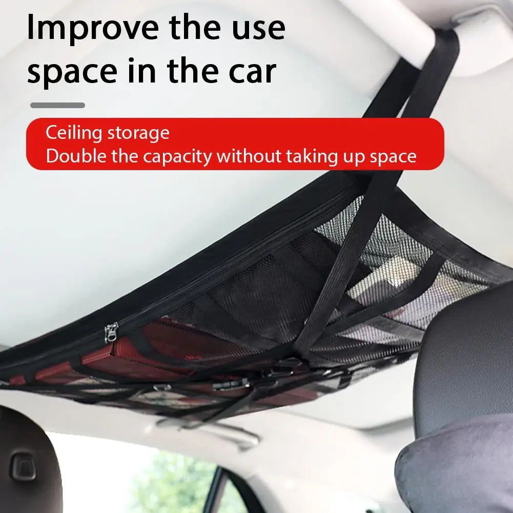 Organisateur de rangement de toit de voiture, sac en filet solide – Image 15