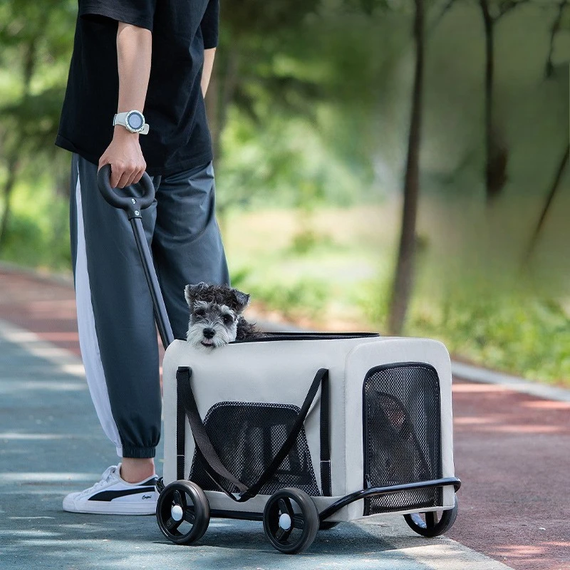 Foldable Pet Stroller for Cats Dogs, Lightweight Travel Cat Stroller, Outdoor Pushchair for Puppies, One-Hand Folding – Image 4