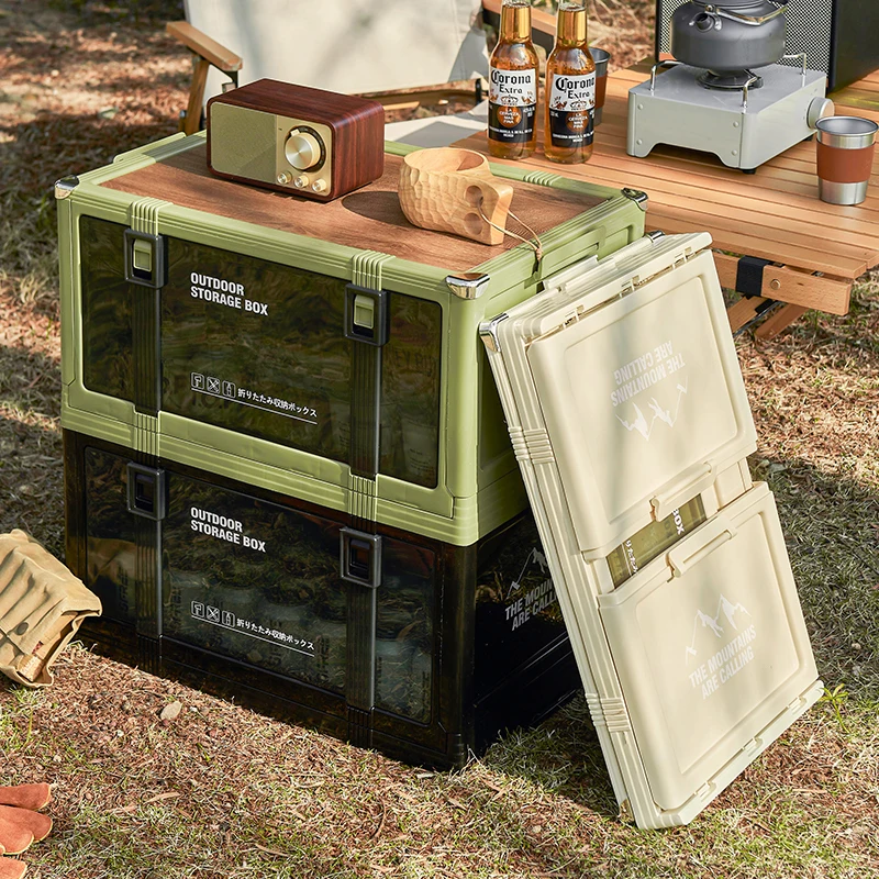 Boîte de rangement pliable épaisse avec couvercle - Idéale pour le camping en plein air, coffre de voiture, pique-niques – Image 3