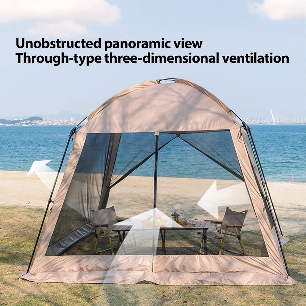 6 Person Camping Tent, Waterproof Windproof Sun Shelter, Instant Setup Family Tent for Outdoor Beach Picnic, 210D Oxford Fabric – Image 3