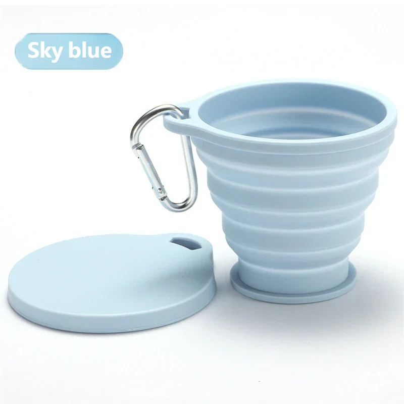 2 tasses pliables portables en silicone avec trou de suspension – Image 3