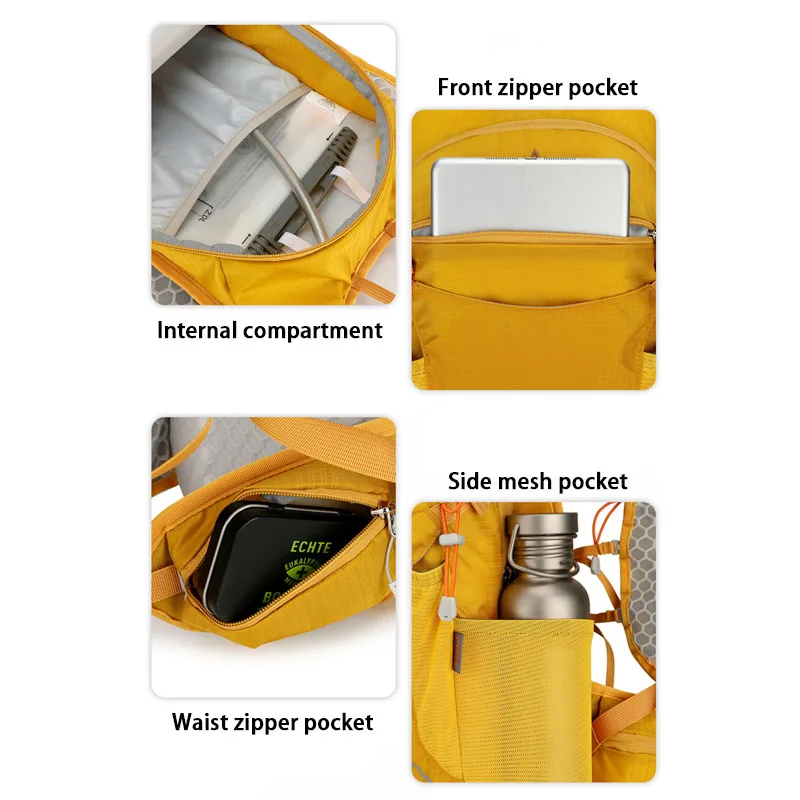 Sac à dos de cyclisme d'extérieur 18 l, grande capacité, léger, unisexe, multifonctionnel, imperméable, en nylon – Image 4