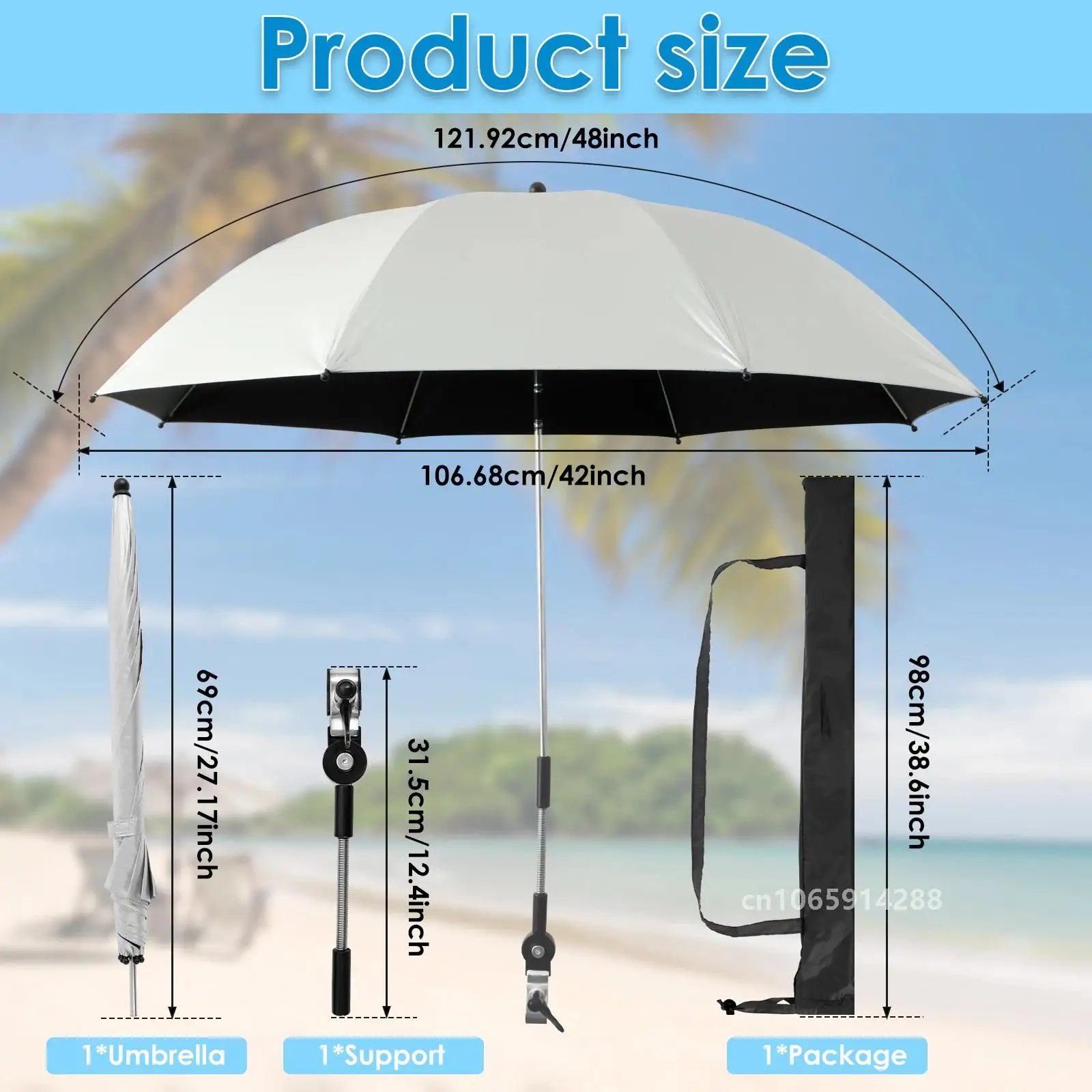 Parasole anti-UV pour Chaise de plage à clip et sac transport – Image 8