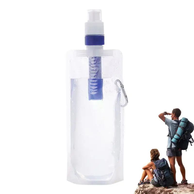 purificatrice d'eau/Bouteille d'eau pliable avec filtre, récipient filtrant de 480/1 000 ml, réutilisable – Image 2
