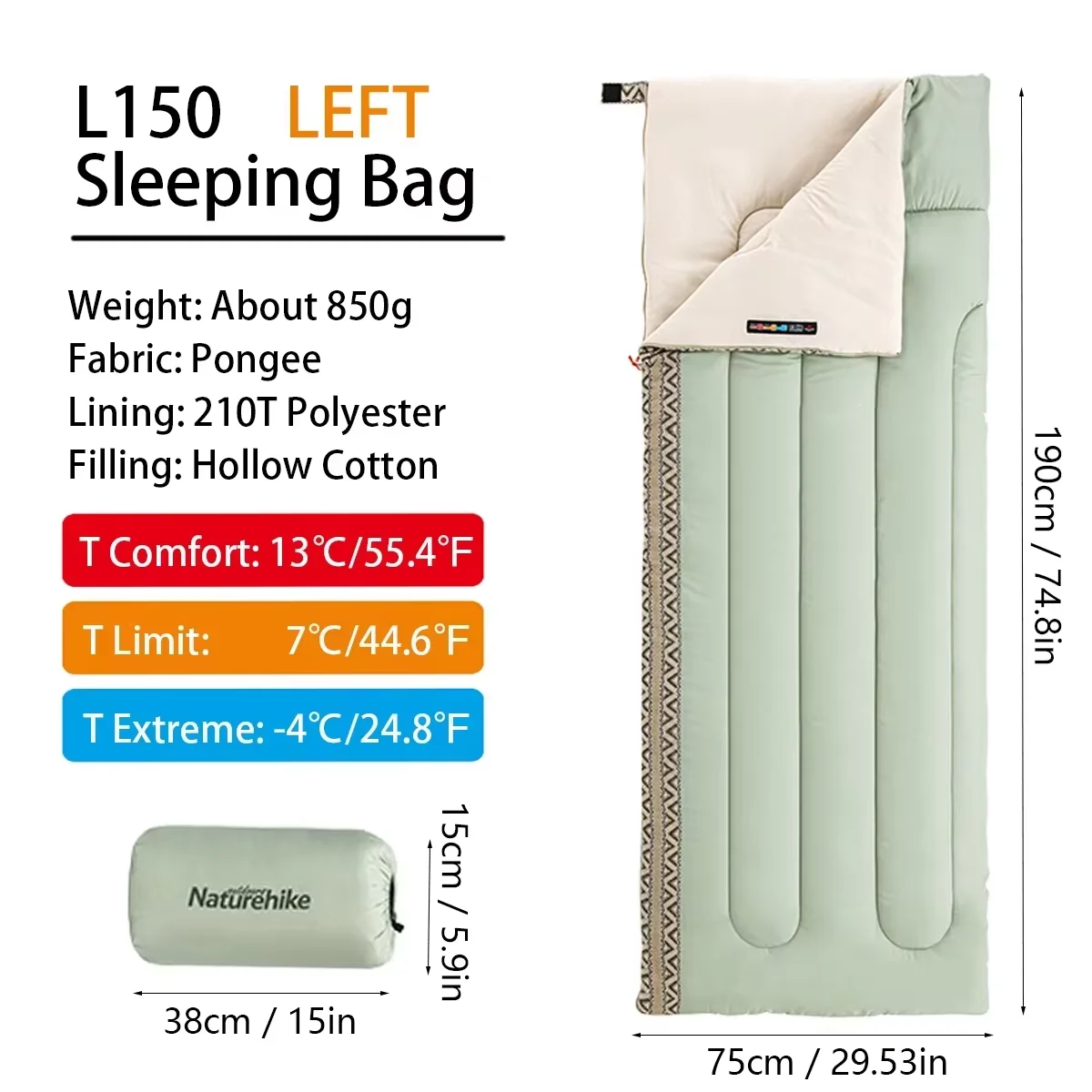 Sac de couchage adulte, ultra-légère 4 saisons, lavable en machine Naturehike L150 – Image 11