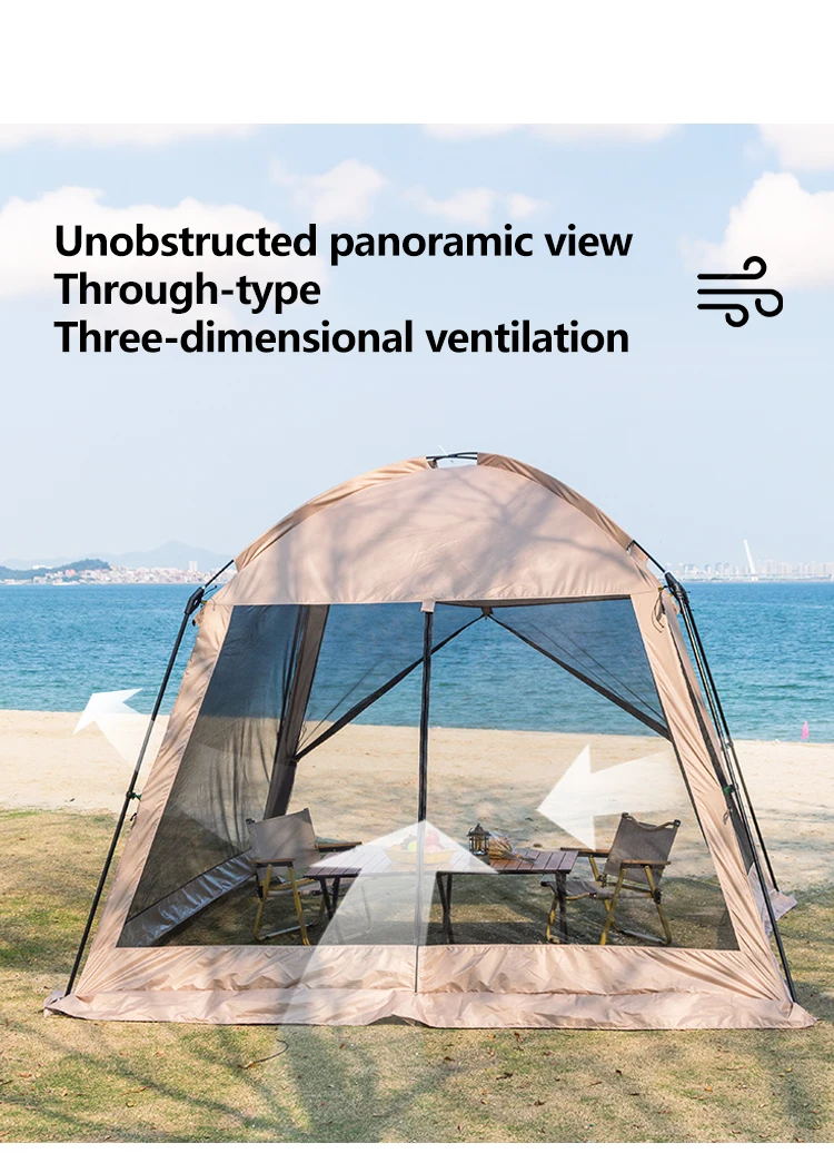 6 Person Camping Tent, Waterproof Windproof Sun Shelter, Instant Setup Family Tent for Outdoor Beach Picnic, 210D Oxford Fabric – Image 12