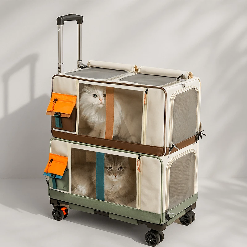 Beau sac de transport pour chat, valise à roulettes multi-animaux de compagnie – Image 5