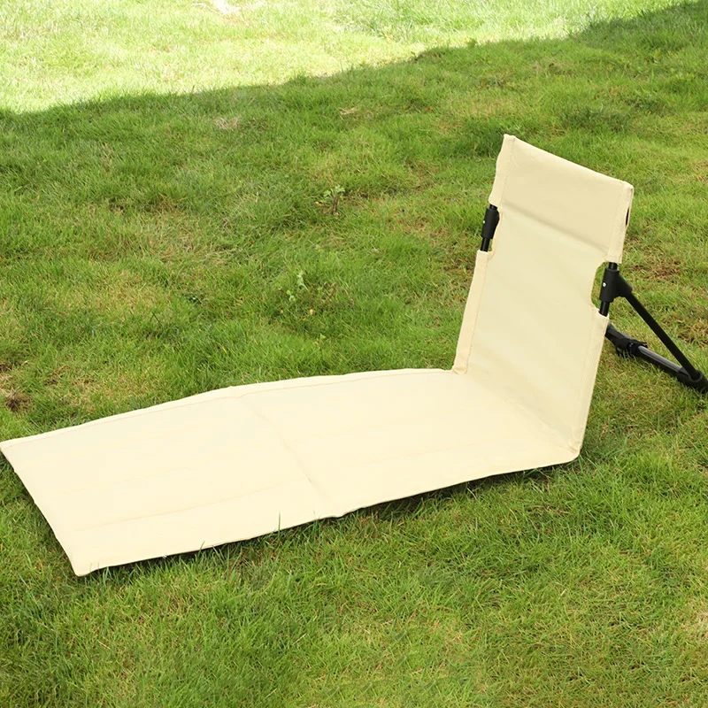Chaise longue pliable extérieur plage camping, tissu Oxford dossier, coussin – Image 10