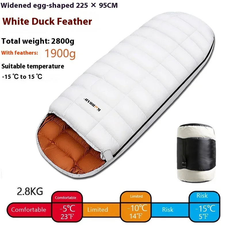 Sac de couchage en duvet imperméable plus large 225CM * 95CM – Image 7