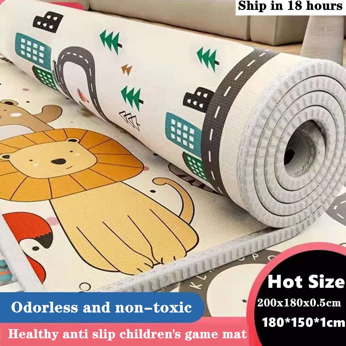 Tapis de jeu/d'activité rampant pour bébé EPE non toxique sécuritaire 5 tailles au choix – Image 2