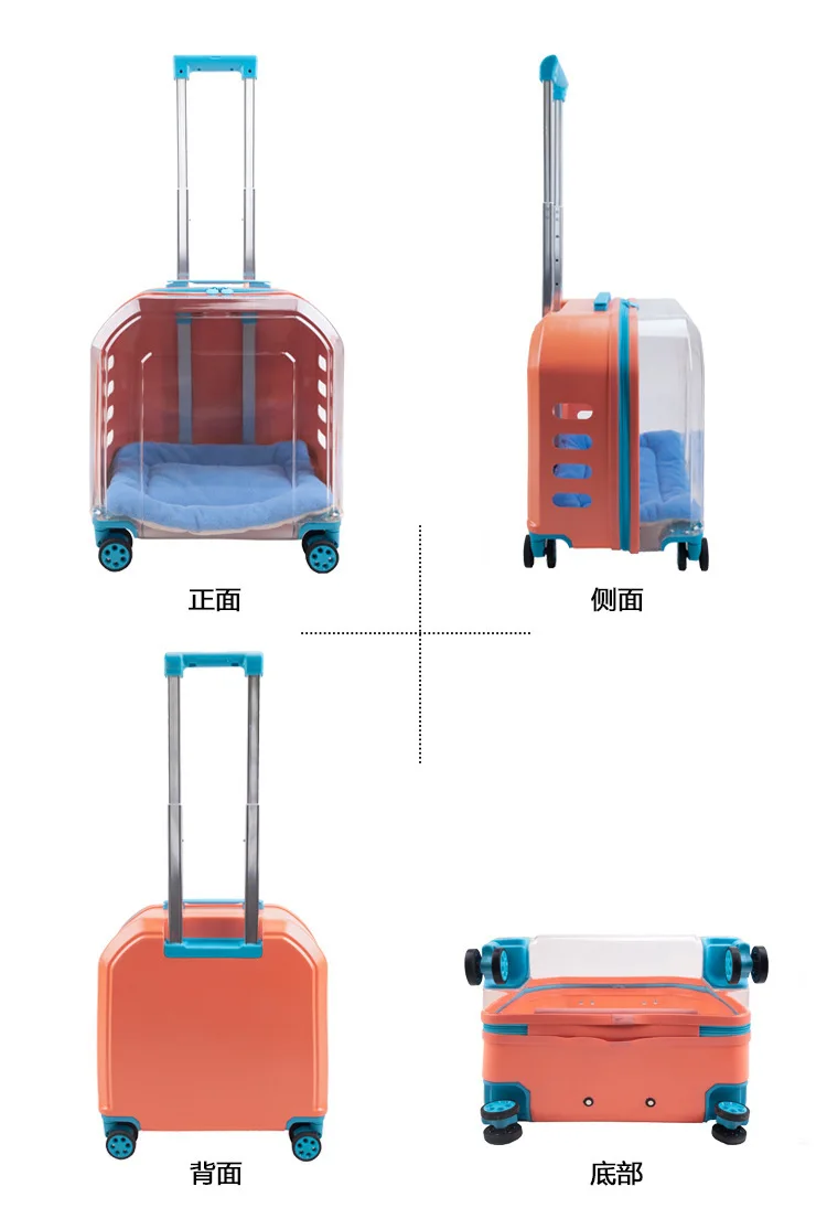 Poussette pliable transparente à 4 roues pour animaux de compagnie, poussette de voyage légère pour chats et chiots – Image 7