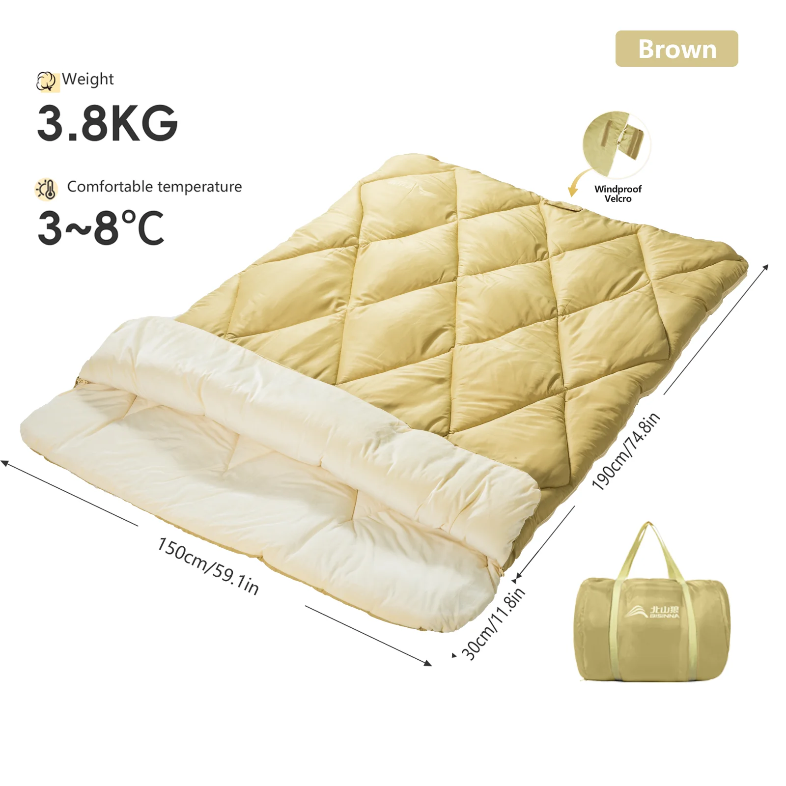 Sac de Couchage 2 personnes 4 Saison Détachable BISINNA – Image 9
