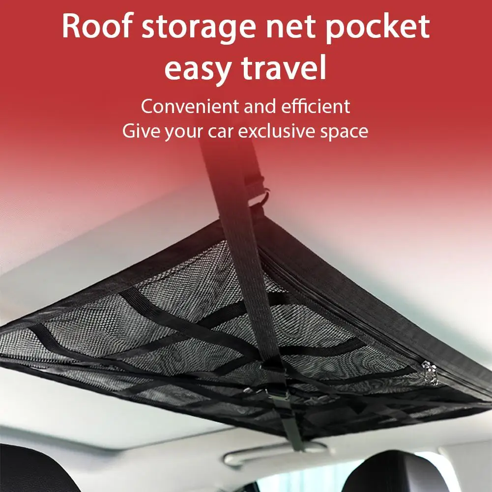 Organisateur de rangement de toit de voiture, sac en filet solide – Image 13