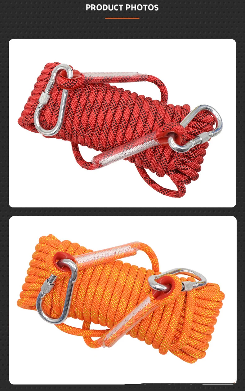 Corde statique de roche 15/20/30m, corde d'escalade en plein air, Couleur aléatoire – Image 10